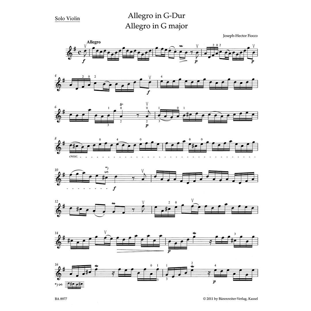 Fiocco - Allegro in G Major for Violin & Piano