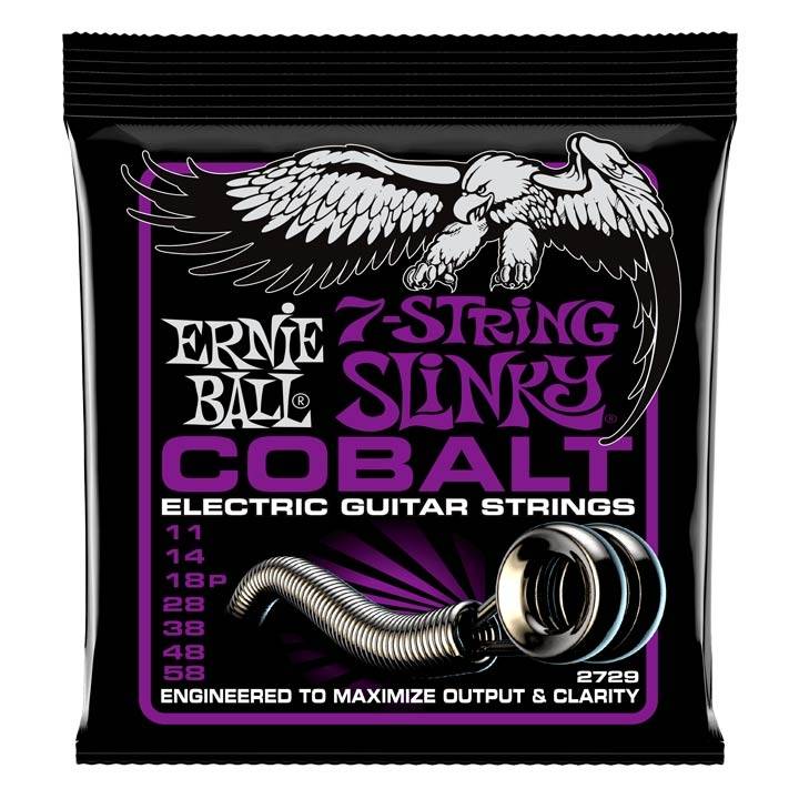 Ernie Ball 2729 Cobalt Power Slinky 011-058 Electric Guitar 7-String Set