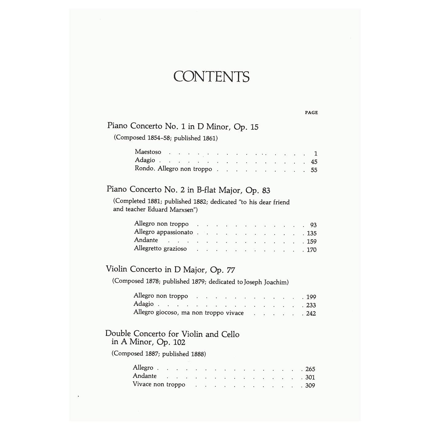 Brahms - Complete Concerti [Full Score]