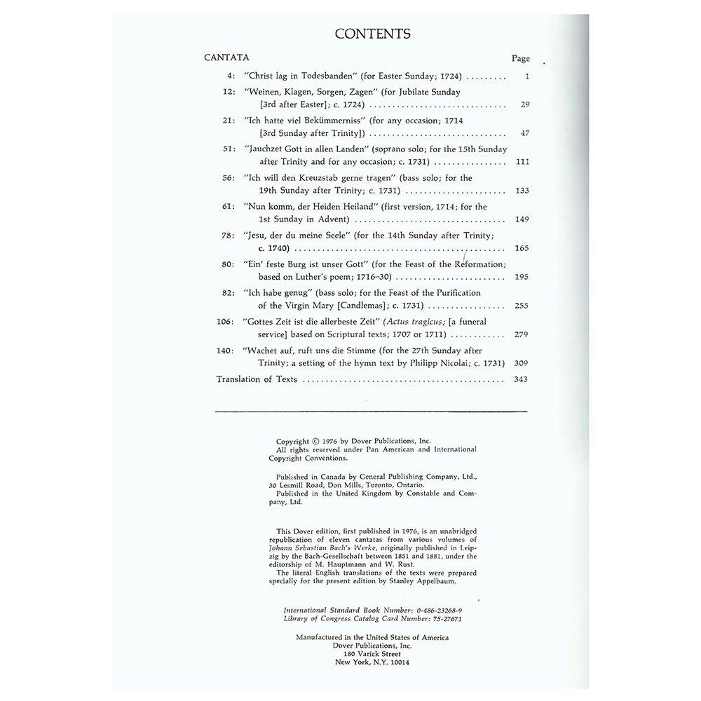 Bach - Eleven Great Cantatas [Full Score]