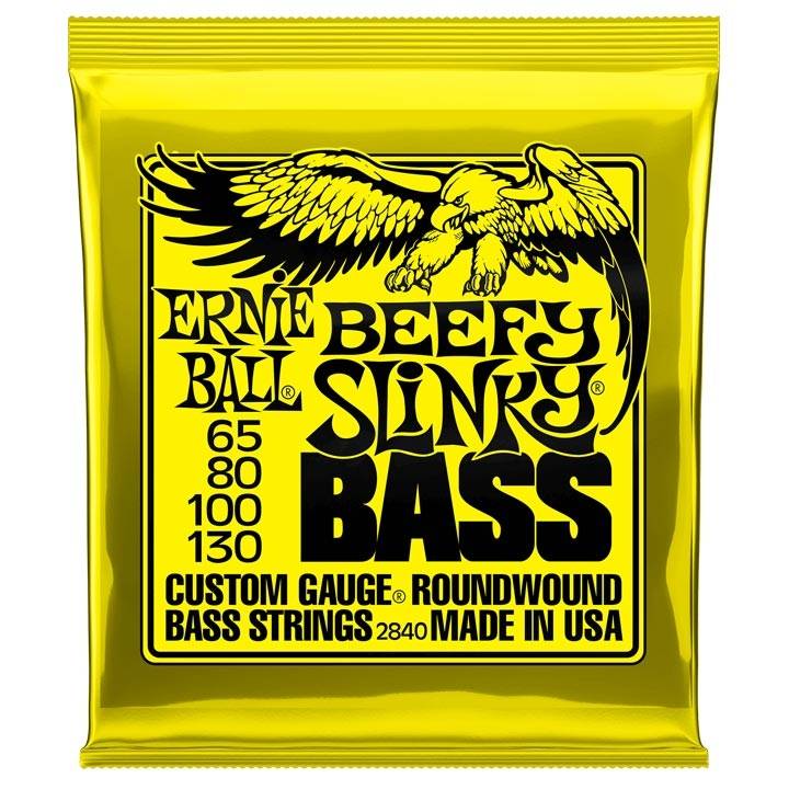 Ernie Ball 2840 Nickel Wound Beefy Slinky 065-130 Electric Bass Guitar 4-String Set