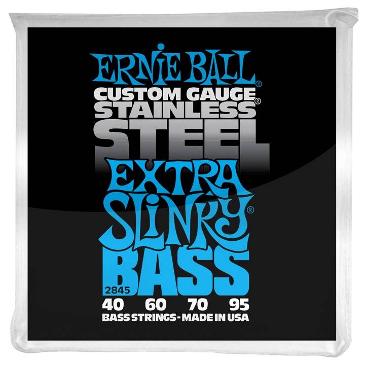 Ernie Ball 2845 Stainless Steel Extra Slinky 040-095 Electric Bass Guitar 4-String Set