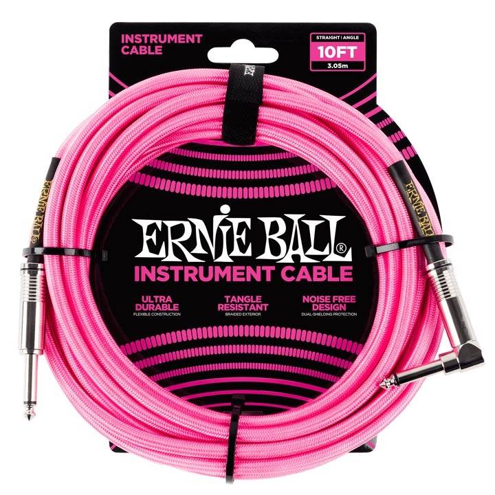 Ernie Ball 6078 Braided Straight/Angled Mono Neon Pink 3.00m