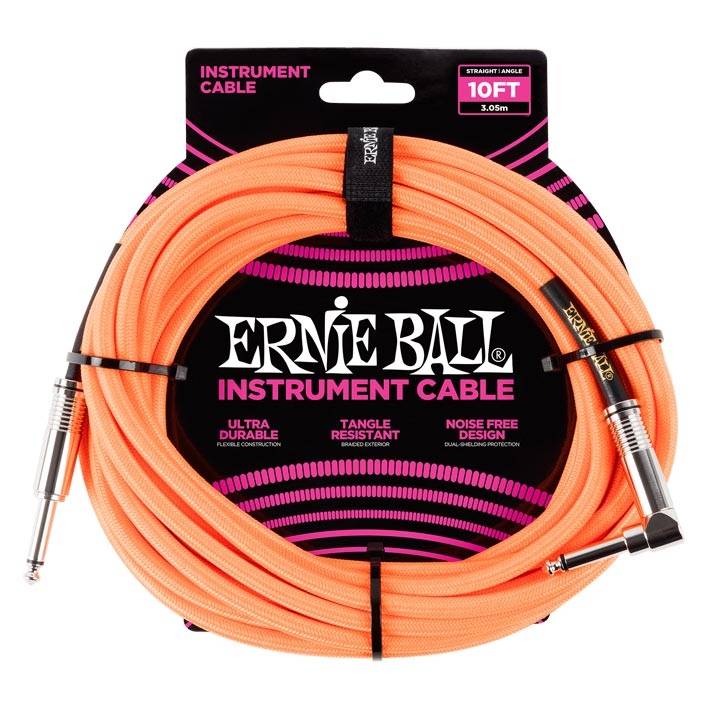 Ernie Ball 6079 Braided Straight/Angled Mono Neon Orange 3.00m