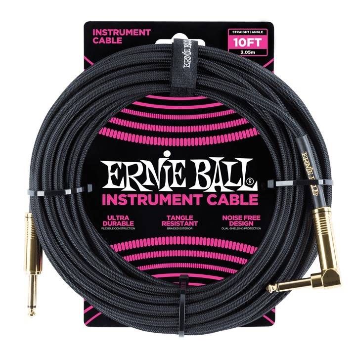 Ernie Ball 6081 Braided Straight/Angled Mono Black 3.00m