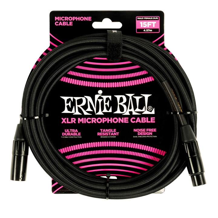 Ernie Ball 6391 Braided XLR Male - XLR Female 4.57m Black