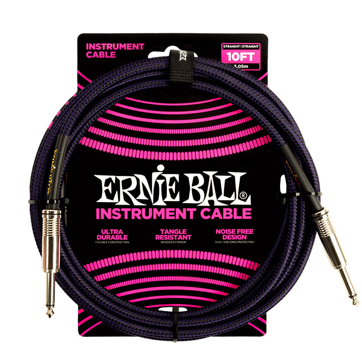 Ernie Ball 6393 Braided Straight/Straight Mono Purple Black 3.00m