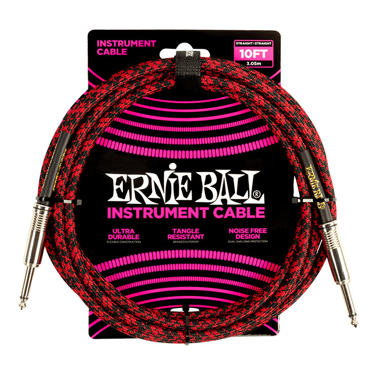 Ernie Ball 6394 Braided Straight/Straight Mono Red Black 3.00m