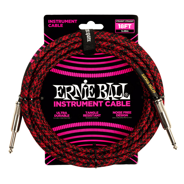 Ernie Ball 6396 Braided Straight/Straight Mono Red Black 5.50m