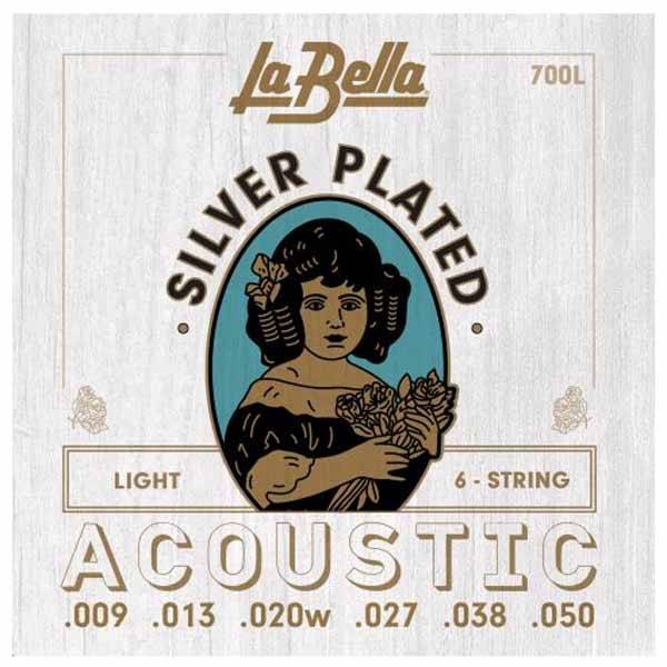 La Bella 700L Silver Plated Light 009-050 Acoustic Guitar 6-String Set