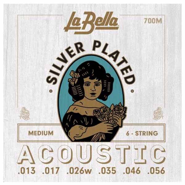 La Bella 700M Silver Plated Medium 013-056 Acoustic Guitar 6-String Set