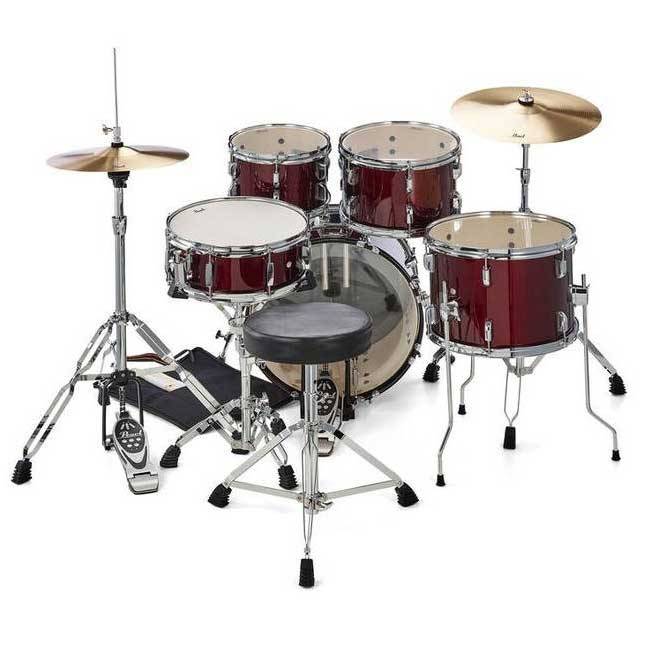 Pearl RS585C Roadshow Red Wine Drumset & 4pc Stands & 2 Sabian Cymbals