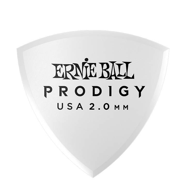 Ernie Ball 9337 Black Shield Prodigy 2.0mm White Pick (1 Piece)