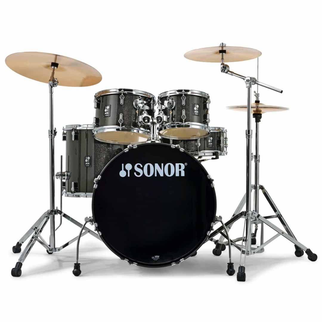 SONOR AQX Stage Black Midnight Sparkle Drumset & Stands & Cymbals