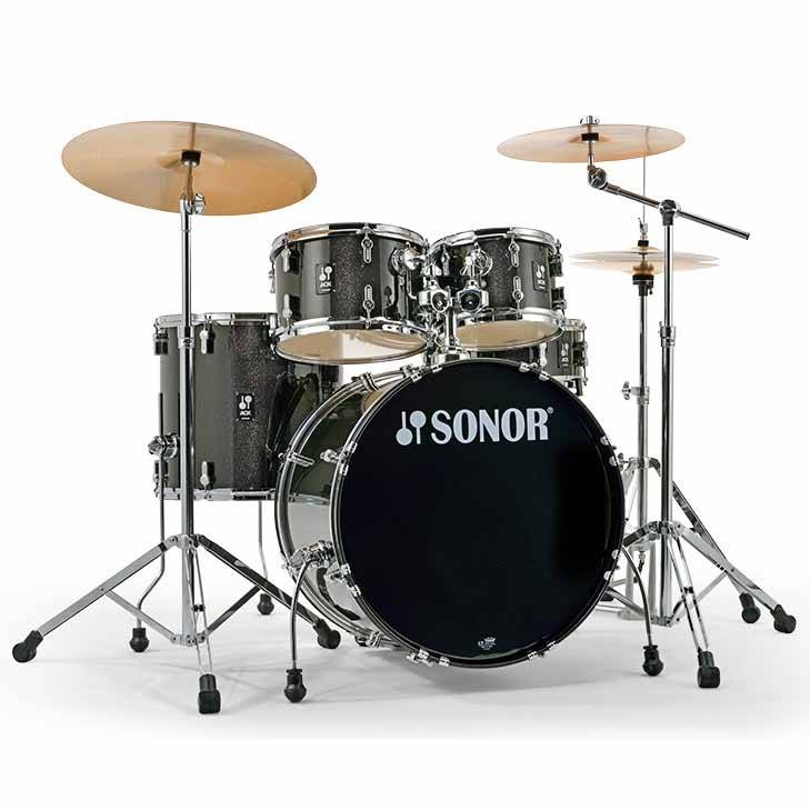 SONOR AQX Studio Black Midnight Sparkle Drumset & Stands & Cymbals