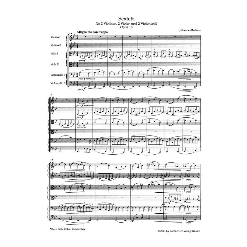 Brahms - Sextet in Bb Major Op.18 [Pocket Score]