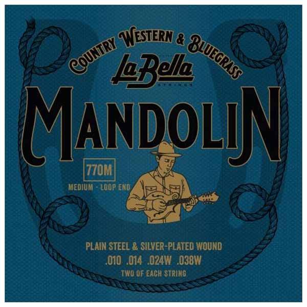 La Bella 770M MediumTension, Silver Plated Loop End 010-038 Mandolin String Set