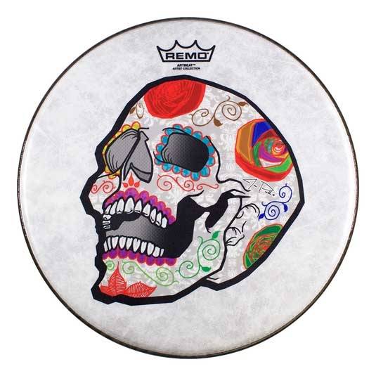 REMO 10" Pre-Tuned, ARTBEAT Artist Collection, Black SKYNDEEP, Jose Pasillas Candy Skull