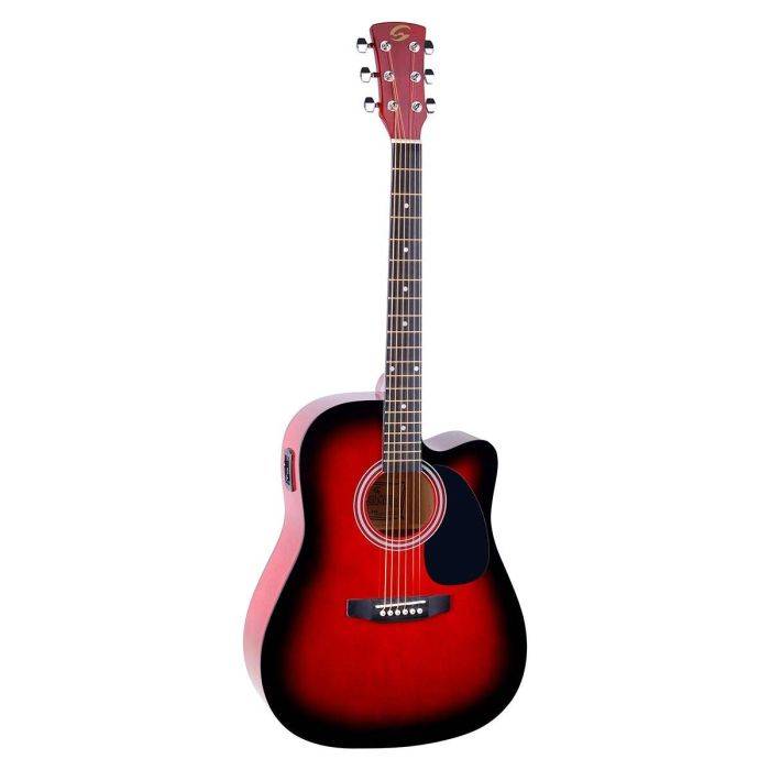 Red sunburst shop acoustic guitar