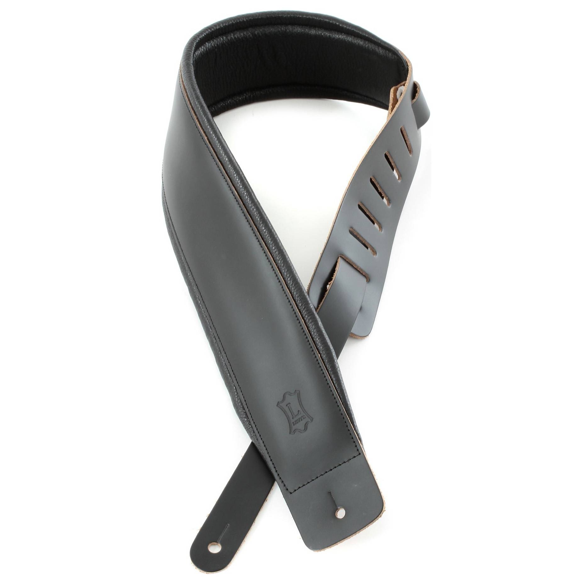 LEVY'S DM1PD Genuine Leather Padded Black 3" Guitar Strap