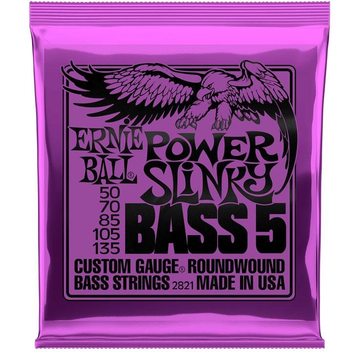 Ernie Ball 2821 Nickel Wound Power Slinky 050-135 Electric Bass Guitar 5-String Set