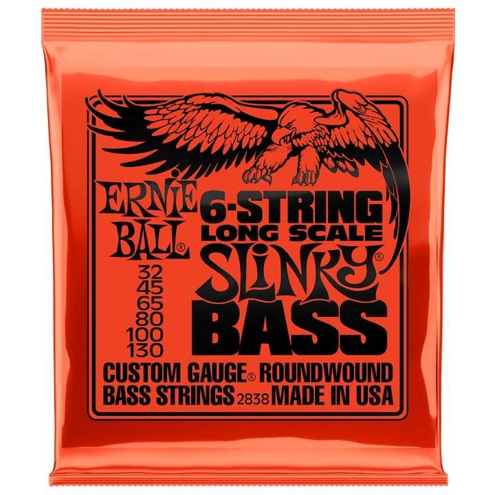 Ernie Ball 2838 Nickel Wound Long Scale Slinky 032-130 Electric Bass Guitar 6-String Set