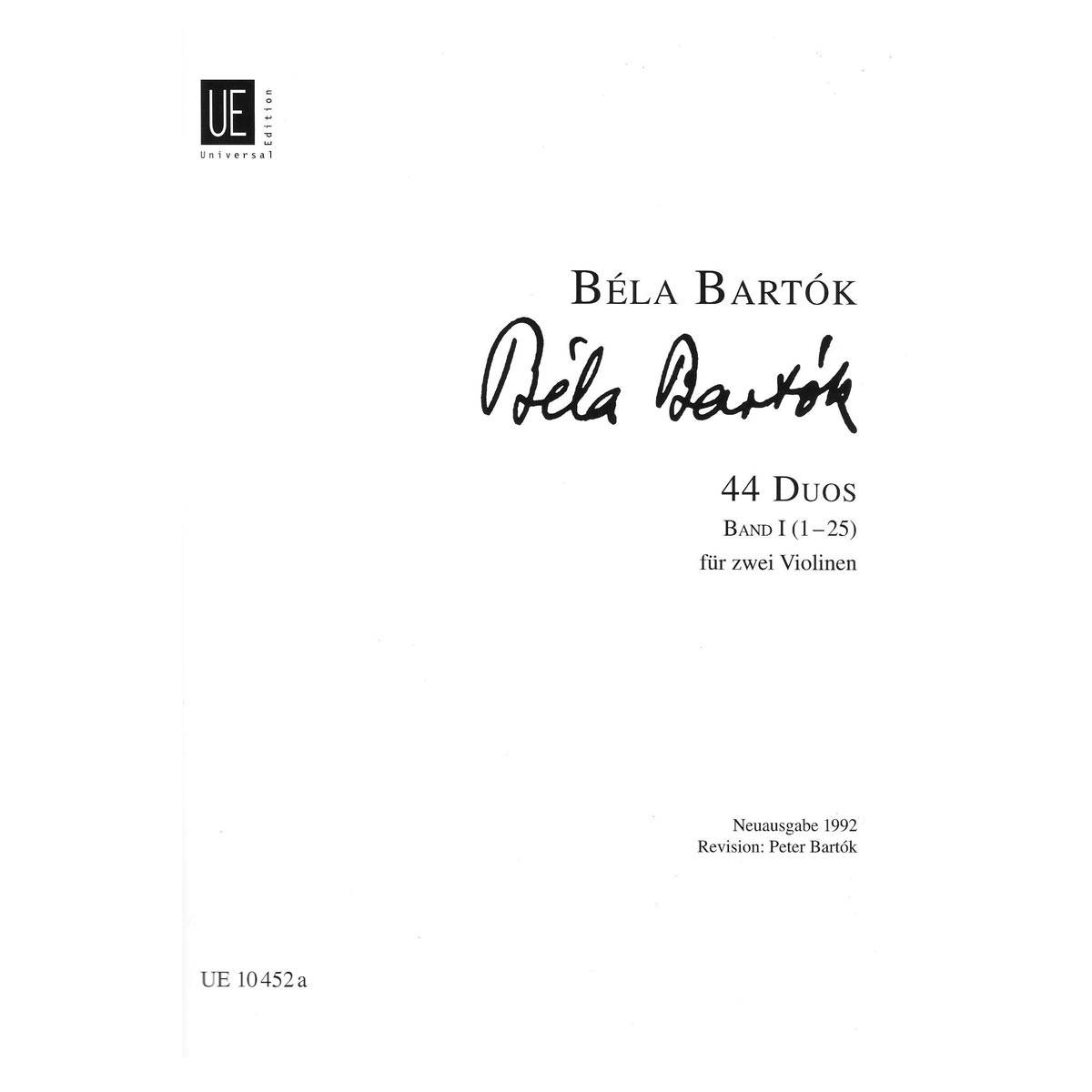 Bartok - 44 Duos Band I ( 1-25 ) fur Zwei Violinen