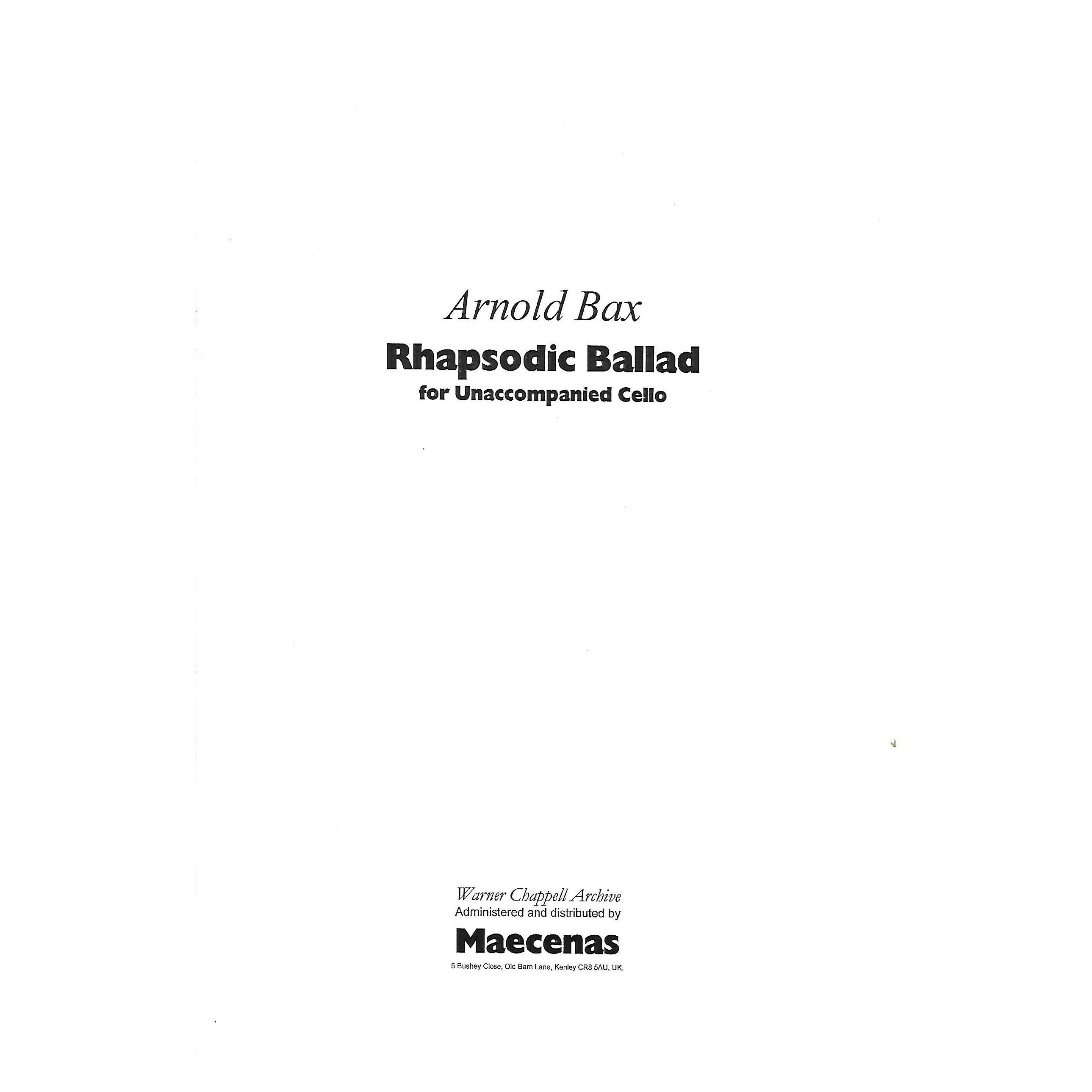 Bax - Rhapsodic Ballad Solo Cello