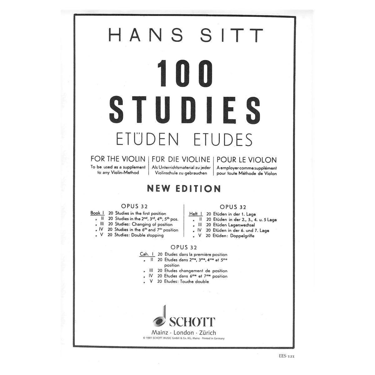 Sitt - 100 Studies Op.32 Vol.1