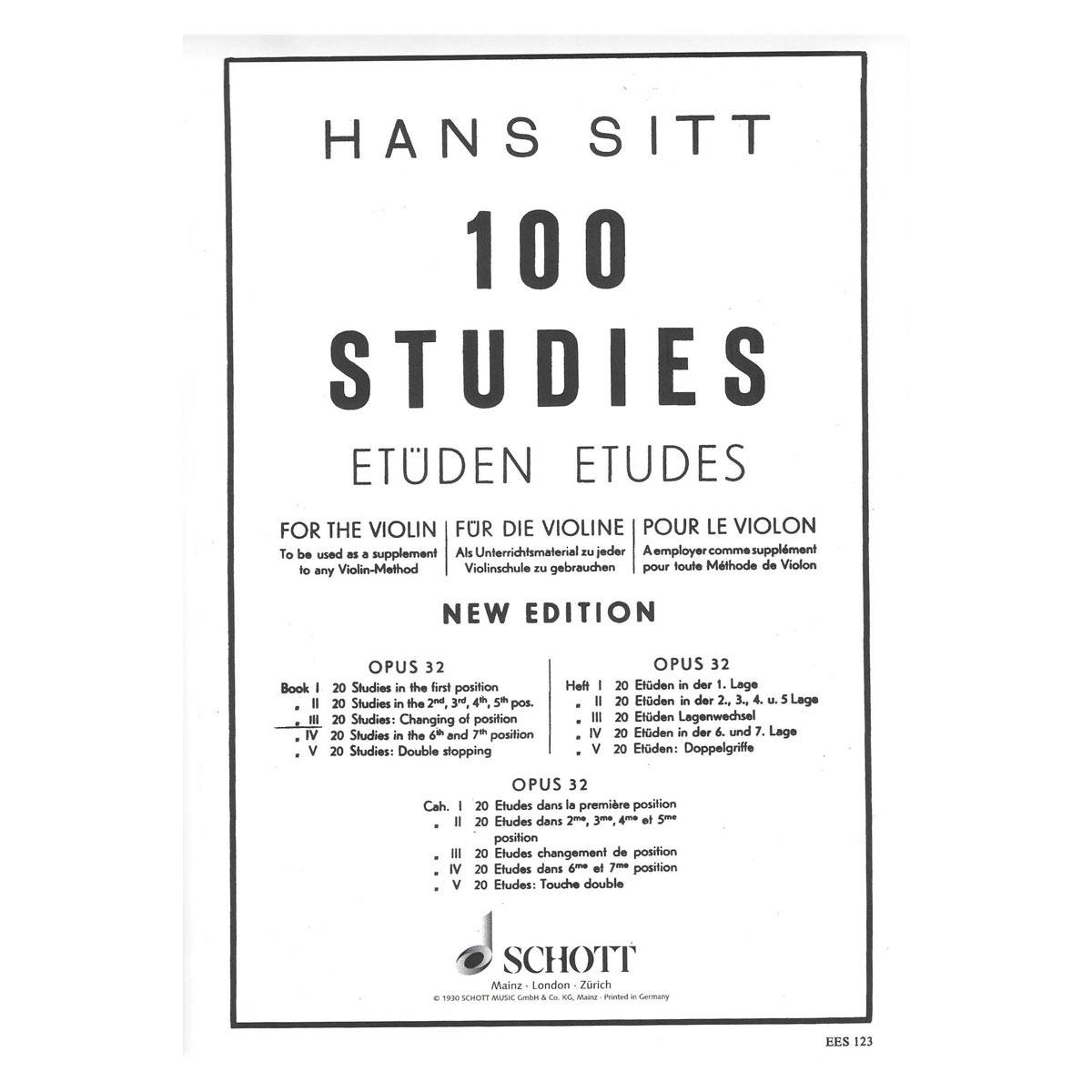 Sitt - 100 Studies Op.32 Vol.3