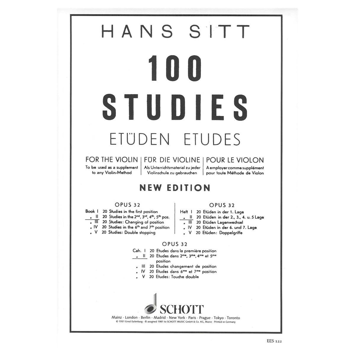Sitt - 100 Studies Op.32 Vol.2