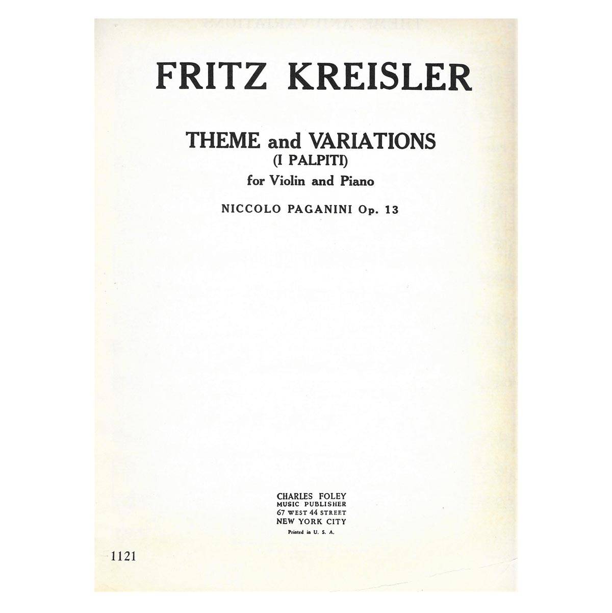 Kreisler - Theme And Variations