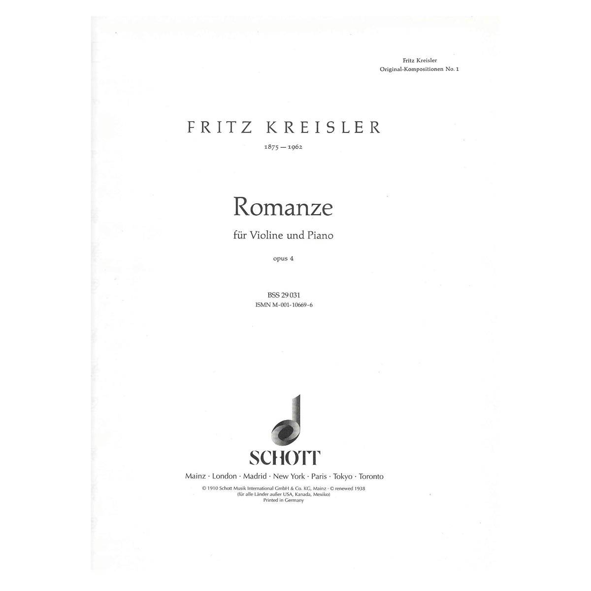 Kreisler - Romanze Opus 4