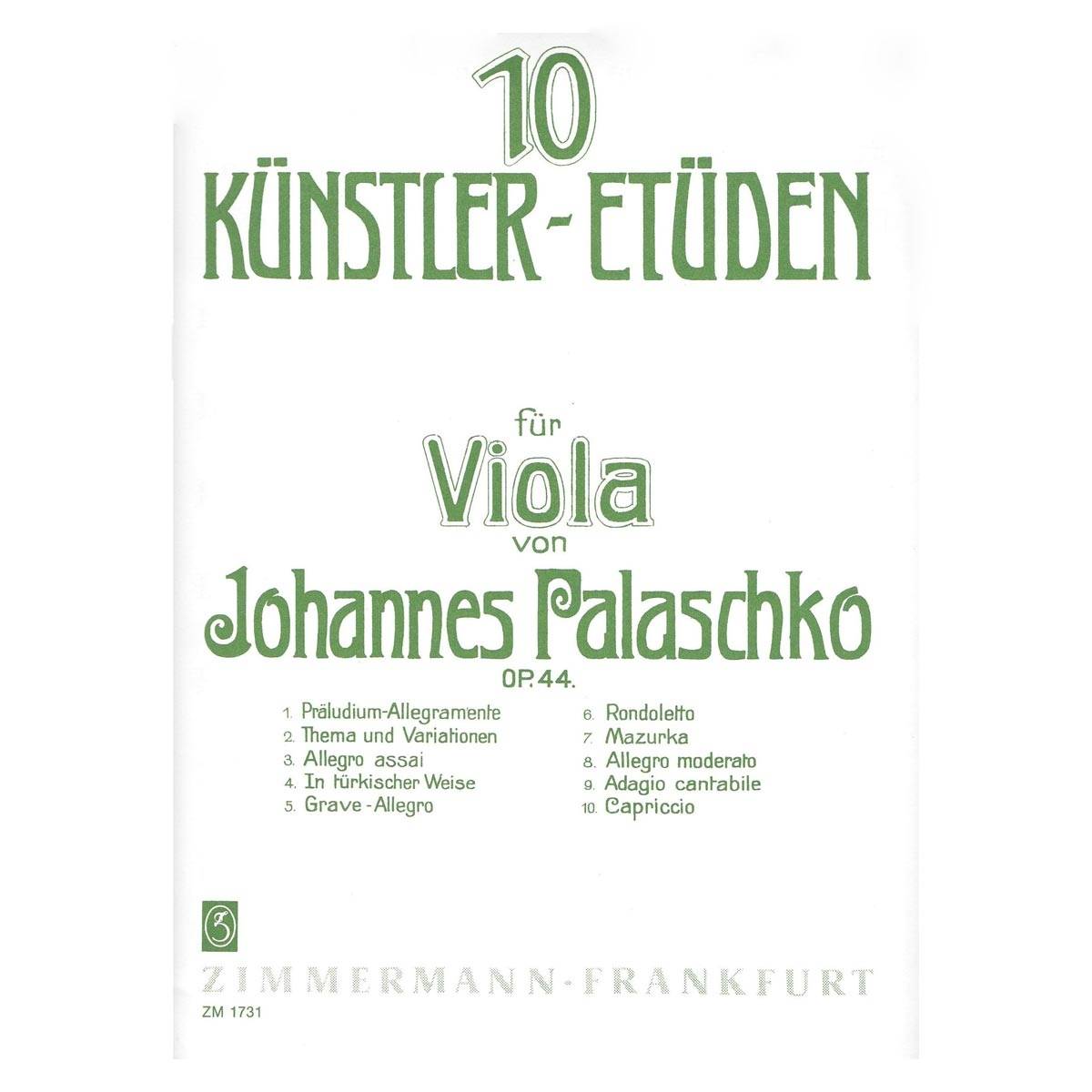 Palaschko - 10 Kunstler - Etuden  Op.44