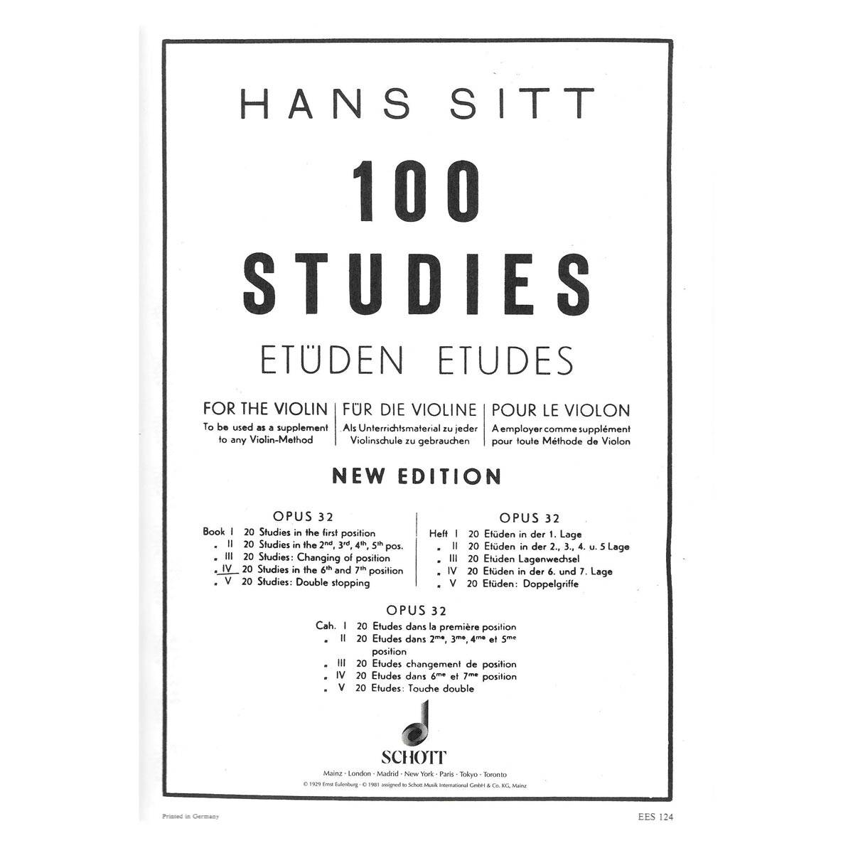 Sitt - 100 Studies Op.32 Vol.4