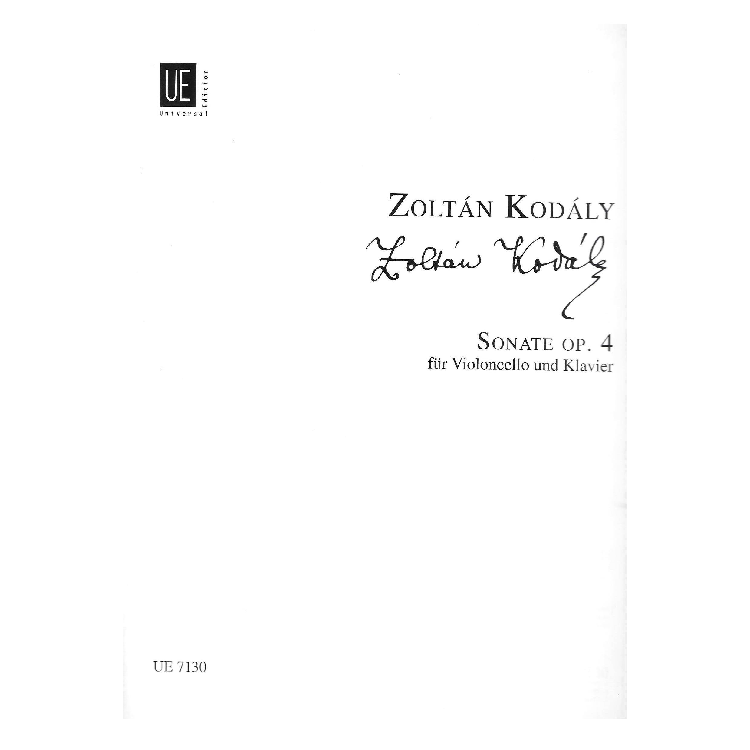 Kodaly - Sonate Op.4 for Cello and Piano