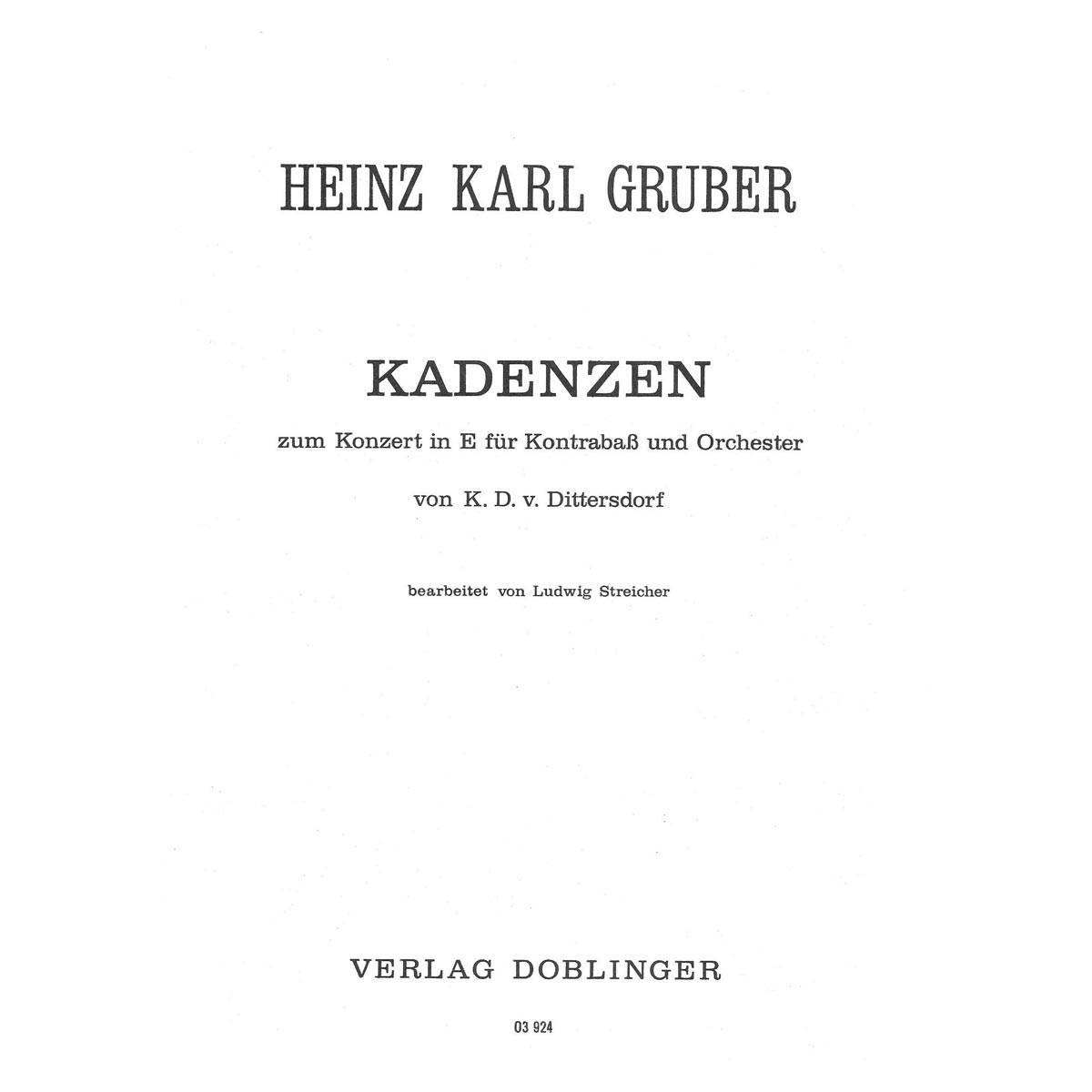 Gruber - Kadenzen Zum Konzert In E