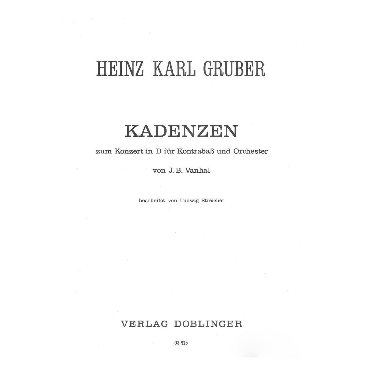 Gruber - Kadenzen Zum Konzert In D
