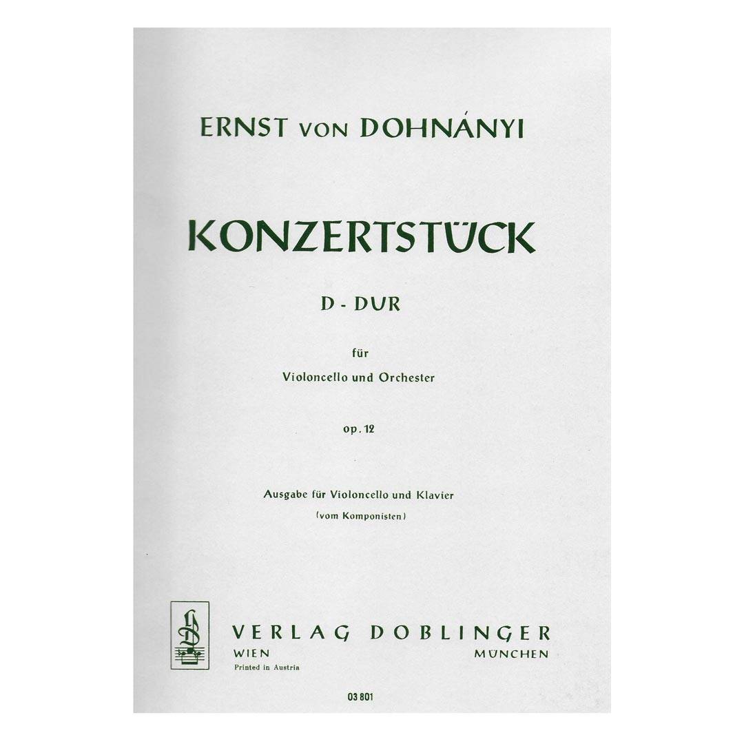 Dohnanyi Konzertstuck D-Dur Op.12 Cello & Piano
