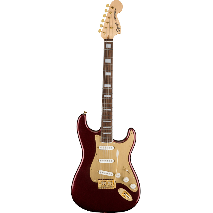 Fender Strat Squier 40th Annniversary Gold Edition Ruby Red Metallic