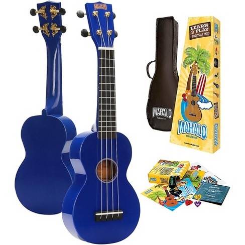 Mahalo Learn 2 Play Pack, Rainbow Soprano Blue Acoustic Ukulele