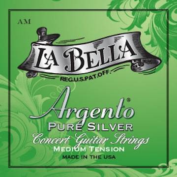 La Bella Argento Pure Silver Medium Classical Guitar String Set