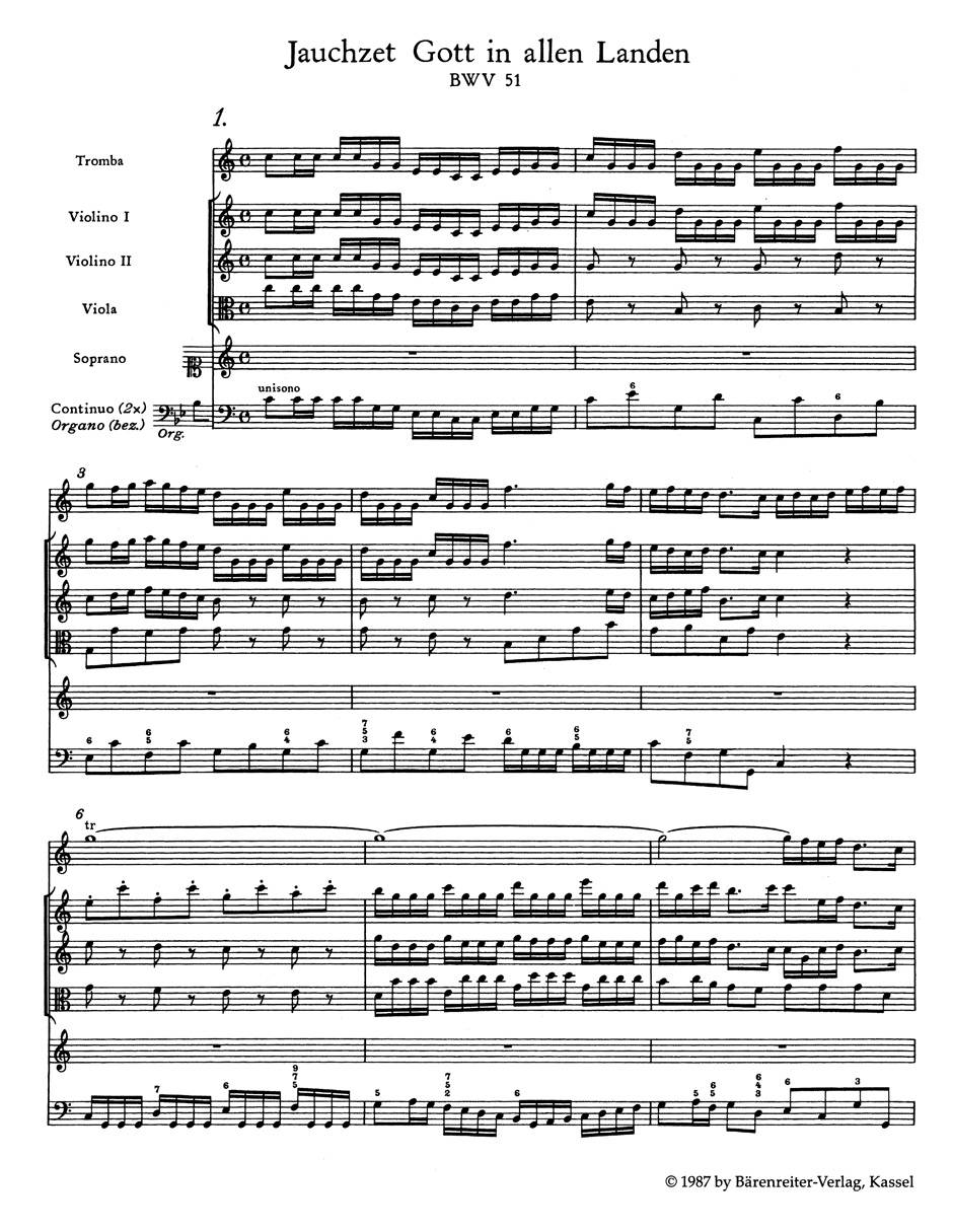 Bach - Praise ye God thruout creation BWV 51 [Pocket Score]