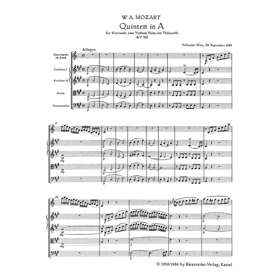 Mozart - Quintet in A Major [Pocket Score]