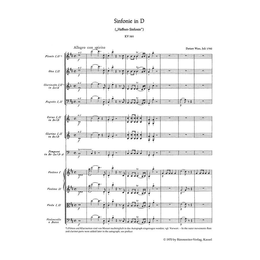 Mozart - Symphony in D Major Nr.35  KV385 [Pocket Score]