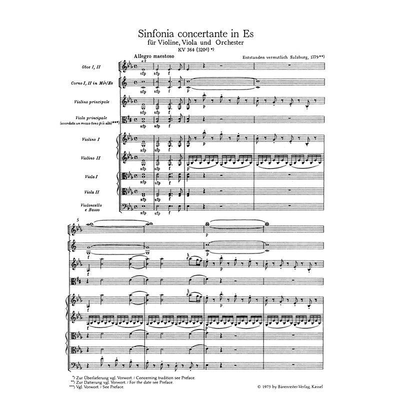 Mozart - Sinfonia concertante in Eb Major KV 364 [Pocket Score]