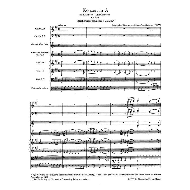 Mozart - Clarinet Concerto KV622 [Pocket Score]