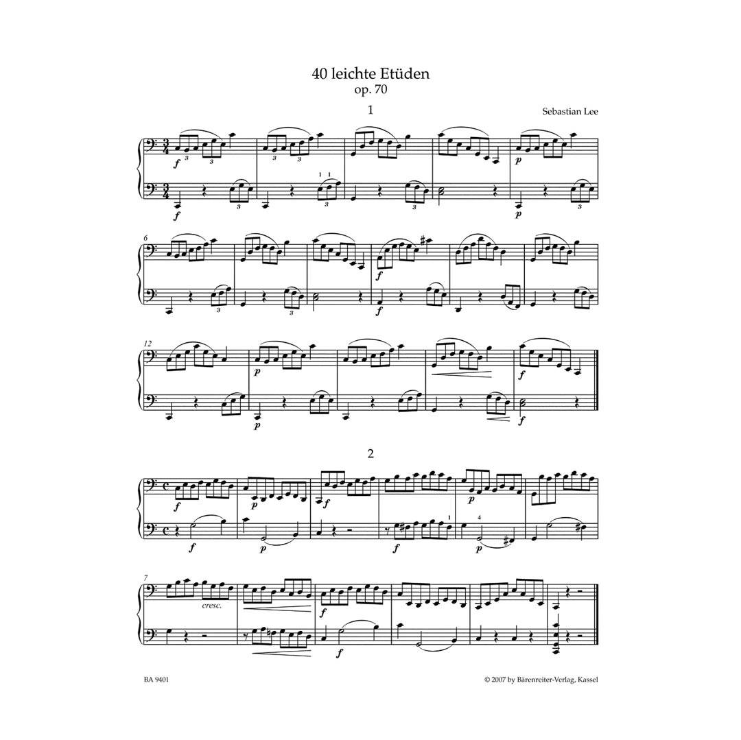Lee - 40 Easy Etudes for Cello, Op.70