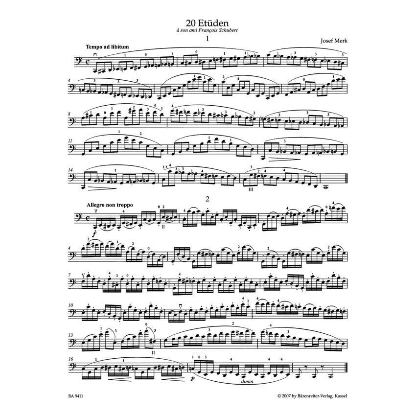 Merk - 20 Etudes for Violoncello Op.11