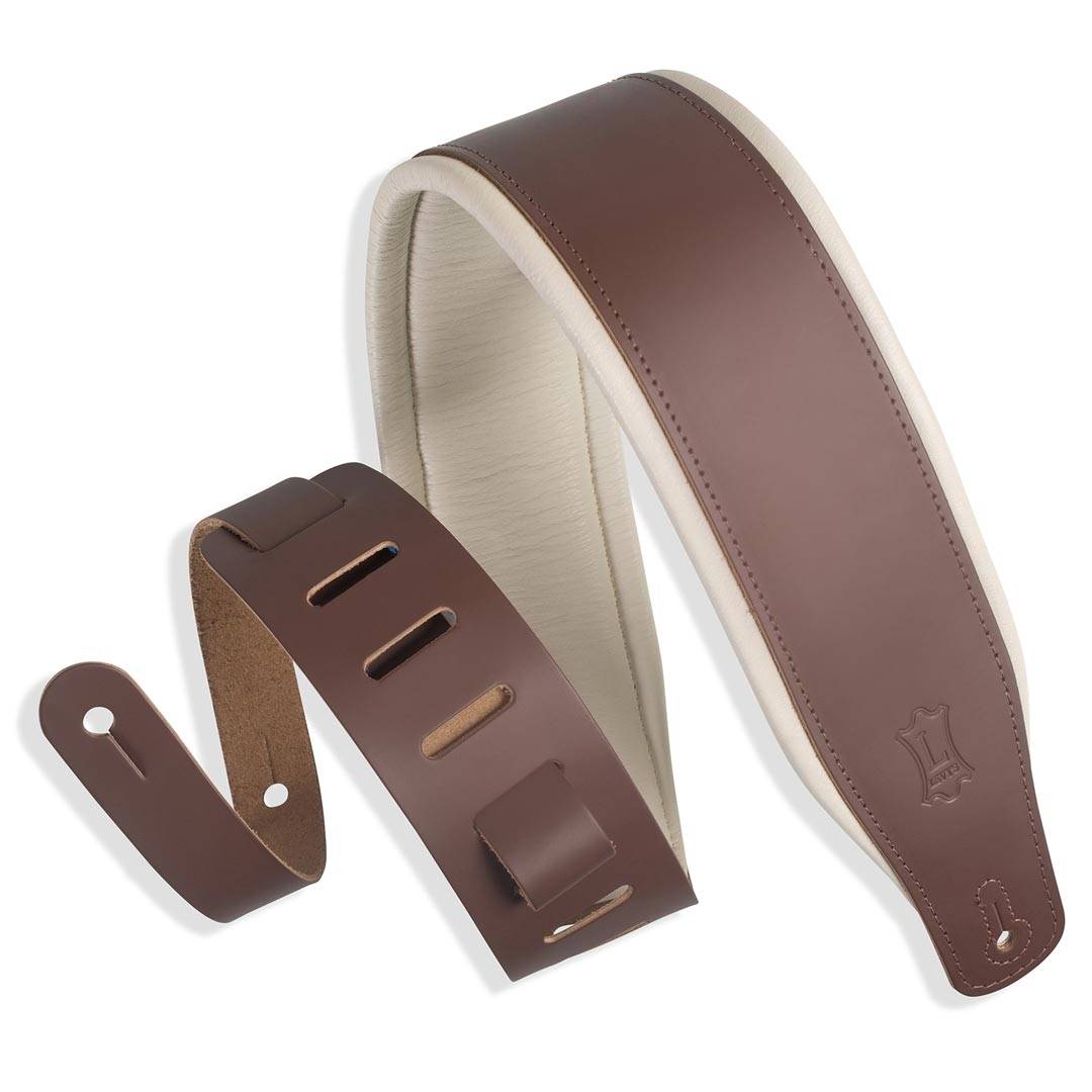 LEVY'S M26PD Two-Tone Leather Brown & Cream 3" Guitar Strap